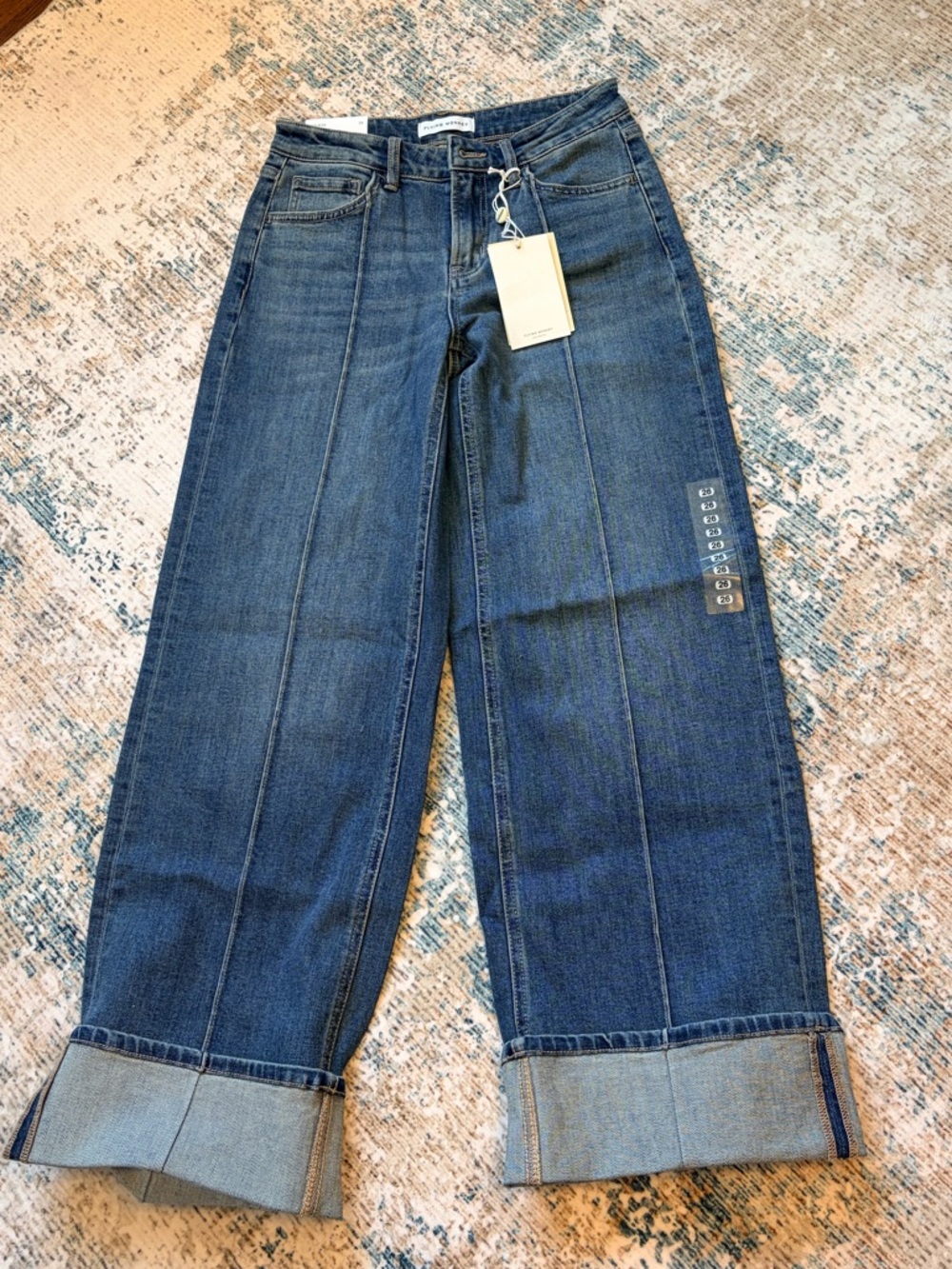 Flying Monkey Wide-Leg Cuffed Jeans in Blue